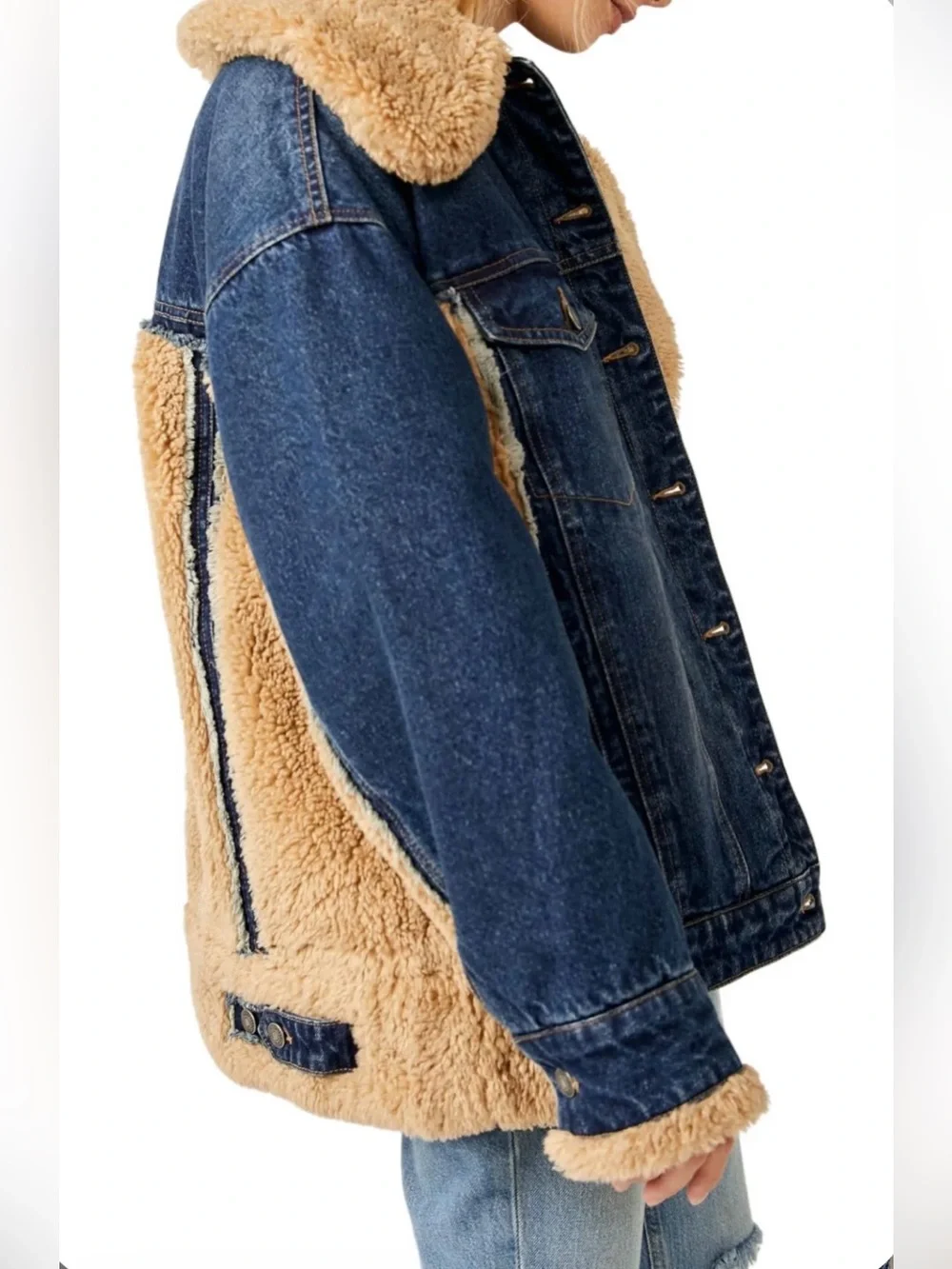 ▪️NWT Rare Free people Holly Cozy Denim Jacket- Rinse Combo